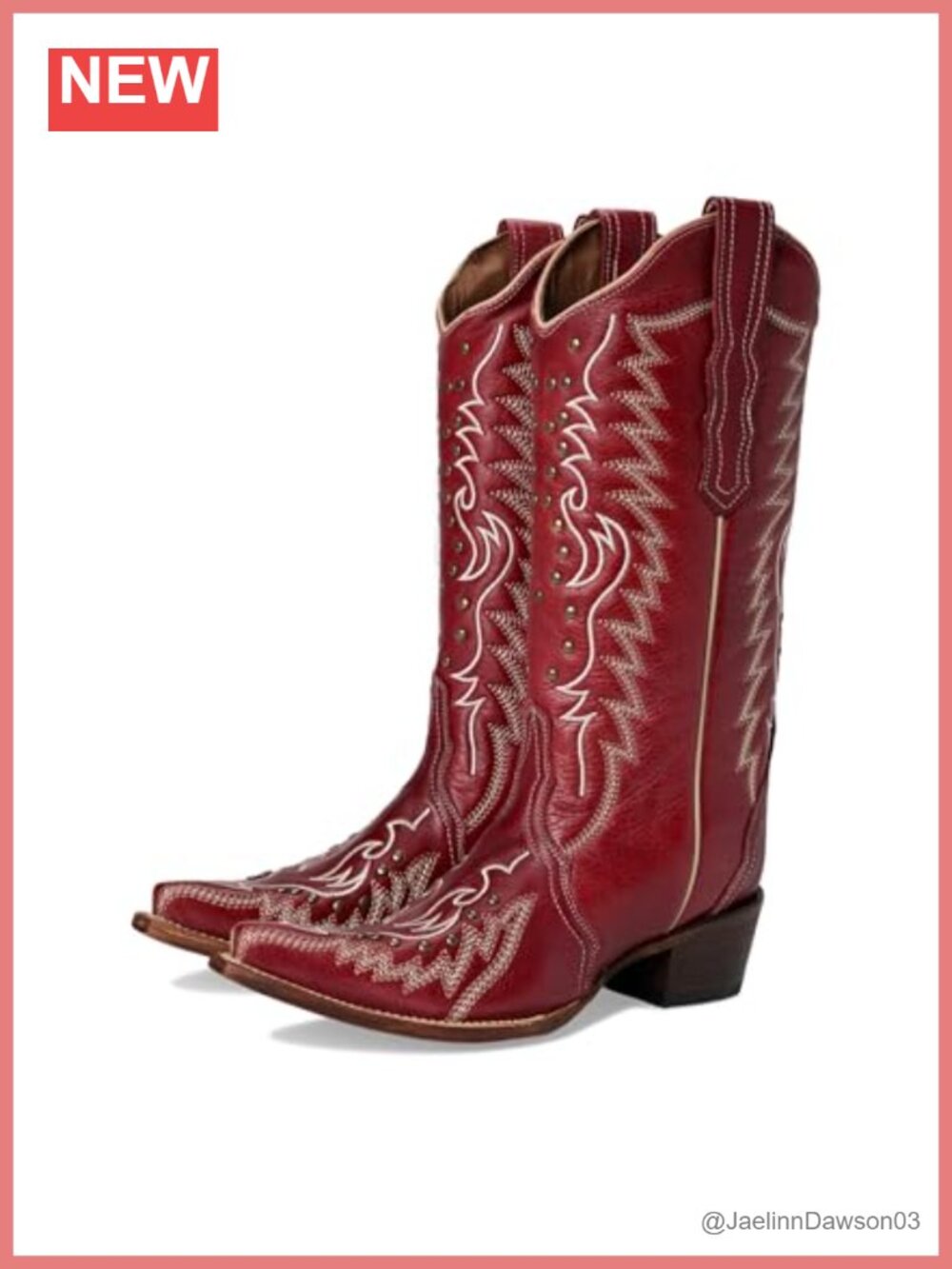 Corral Boots Embroidered Studded Snip Toe Leather Mid Calf Casual Boots 1-2"